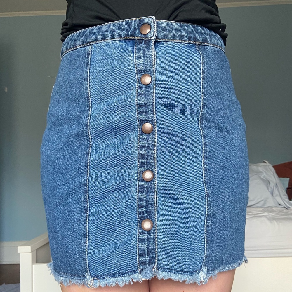 Hollister Two-Toned High-Waisted Denim Skirt
